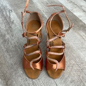 GFranco Serpent Diamond Tan Dance Heels